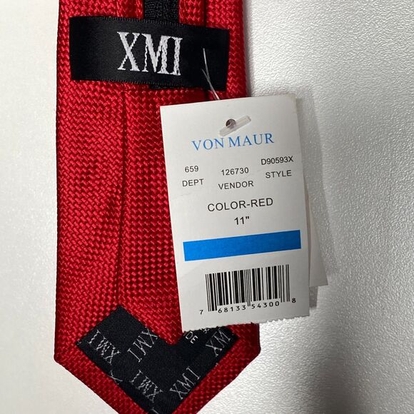 New Von Maur XMI Red Zip Neck Tie 11"Formal Wedding Event (Boys 4-7) - Picture 3 of 8
